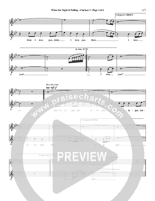 When The Night Is Falling Clarinet 3 (Dennis Jernigan)