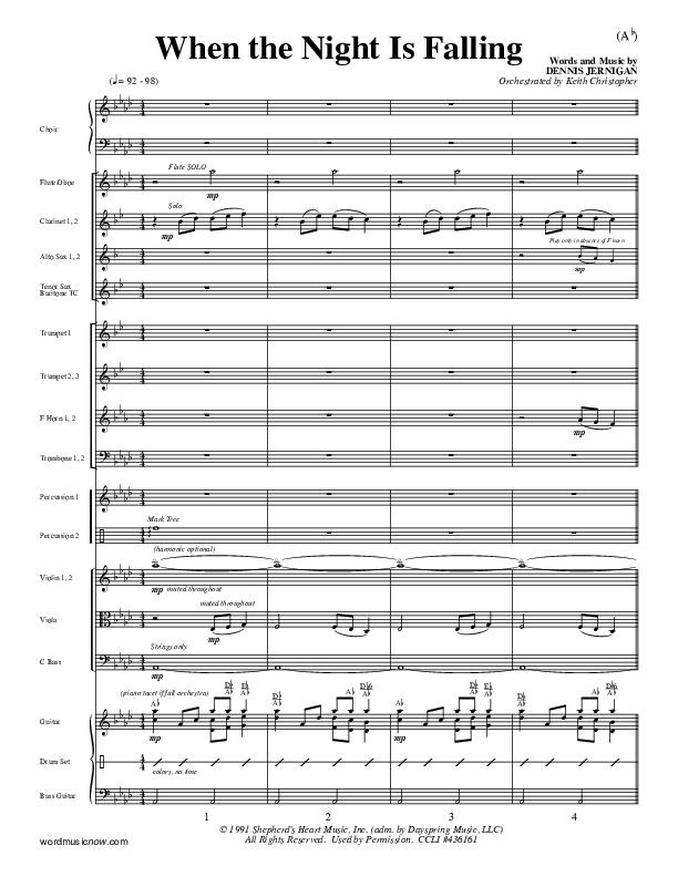 When The Night Is Falling Conductor's Score (Dennis Jernigan)