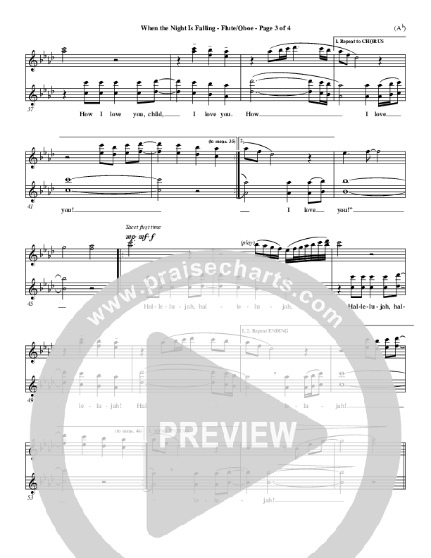 When The Night Is Falling Flute/Oboe (Dennis Jernigan)