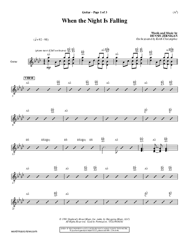 When The Night Is Falling Guitar (Dennis Jernigan)