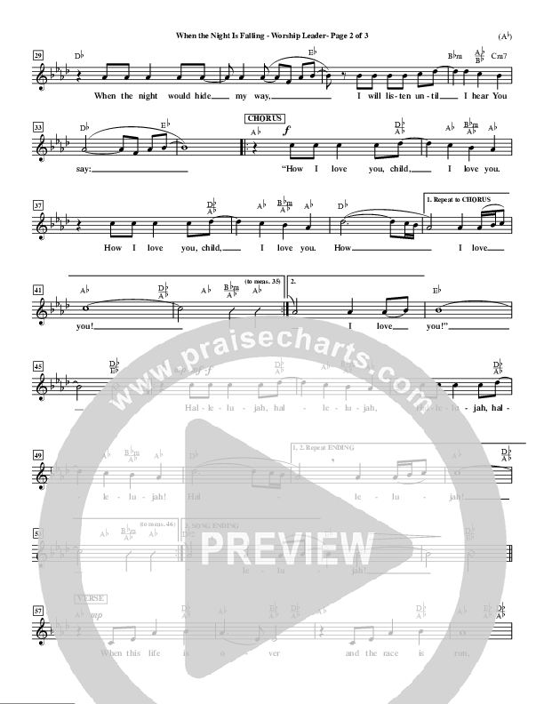 When The Night Is Falling Lead Sheet (Dennis Jernigan)