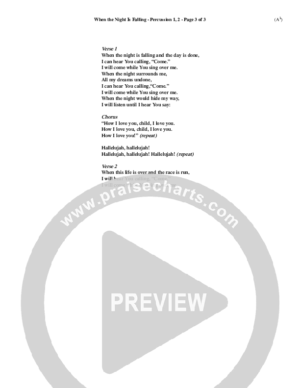 When The Night Is Falling Percussion 1/2 (Dennis Jernigan)