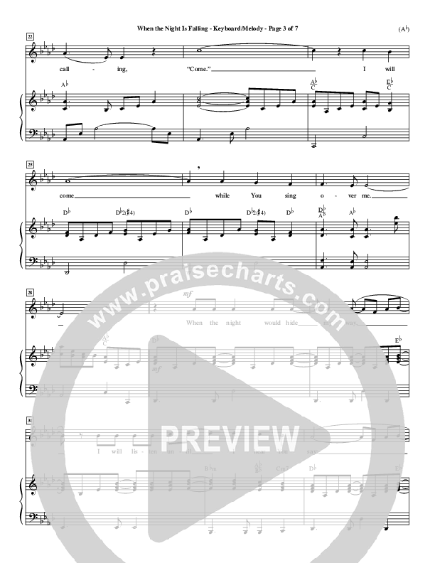 When The Night Is Falling Lead Sheet (Dennis Jernigan)