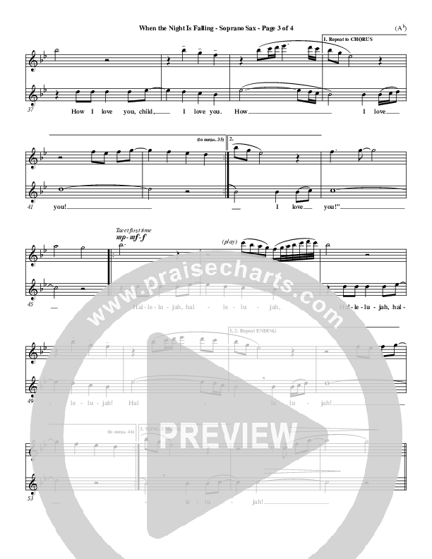 When The Night Is Falling Soprano Sax (Dennis Jernigan)