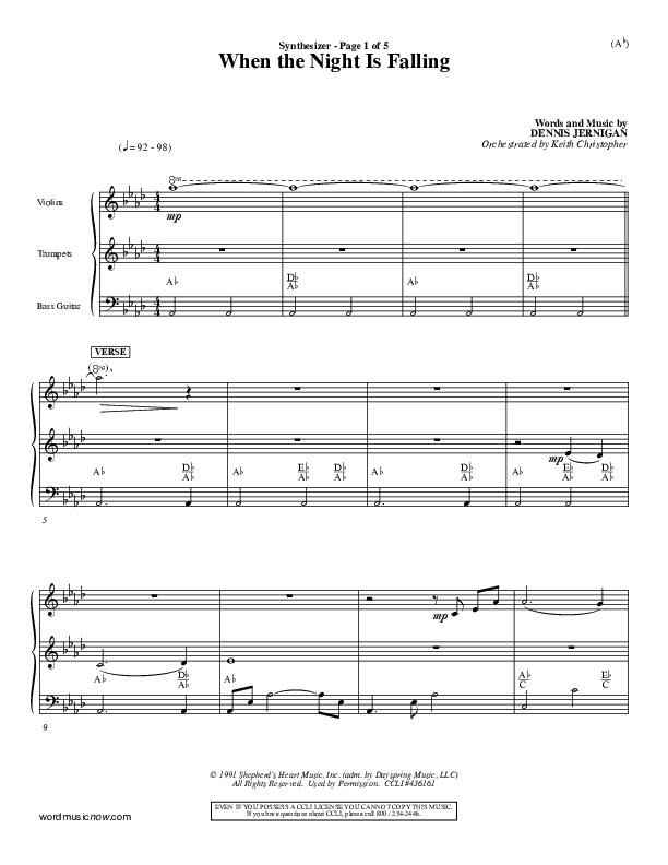 When The Night Is Falling Synth (Dennis Jernigan)