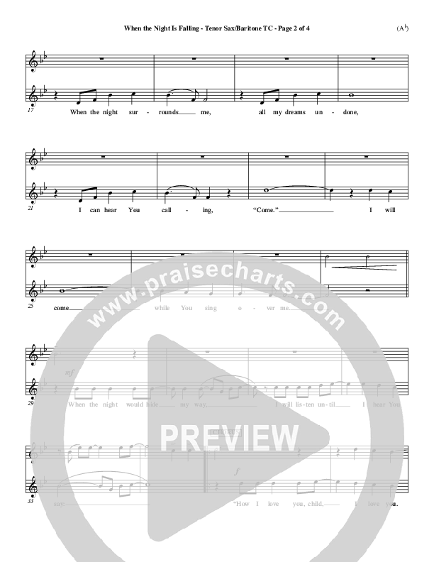 When The Night Is Falling Tenor Sax/Baritone T.C. (Dennis Jernigan)