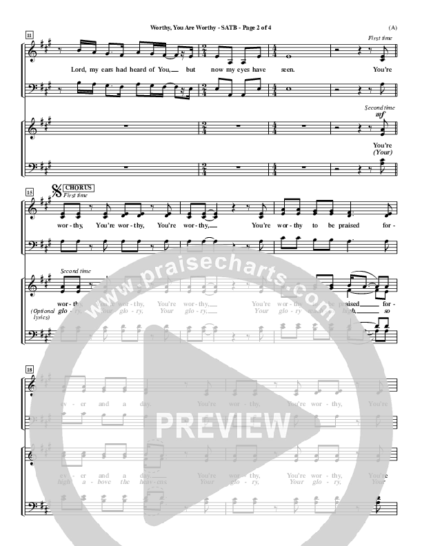 Worthy Choir Sheet (SATB) (Matt Redman)