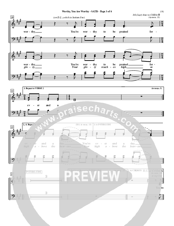 Worthy Choir Sheet (SATB) (Matt Redman)