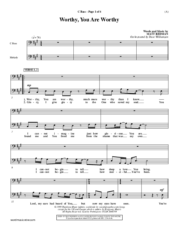 Worthy Contrabass (Matt Redman)