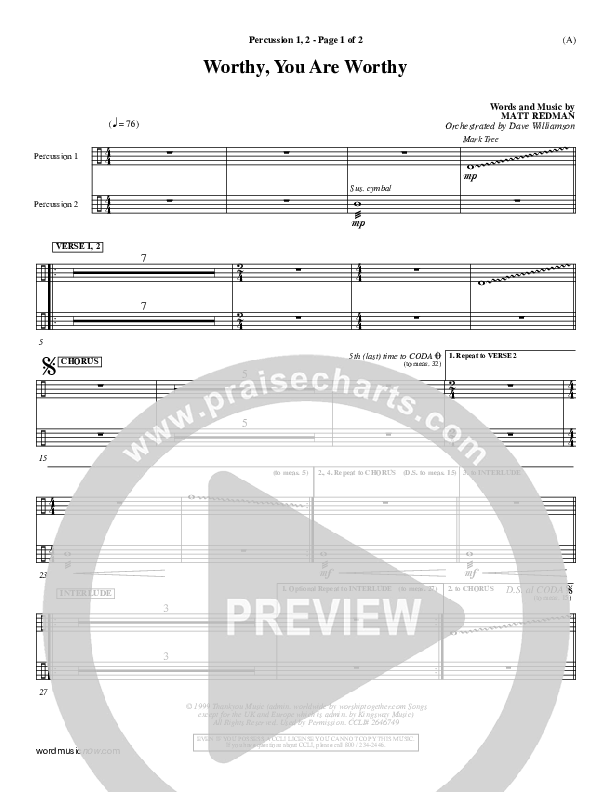 Worthy Percussion 1/2 (Matt Redman)
