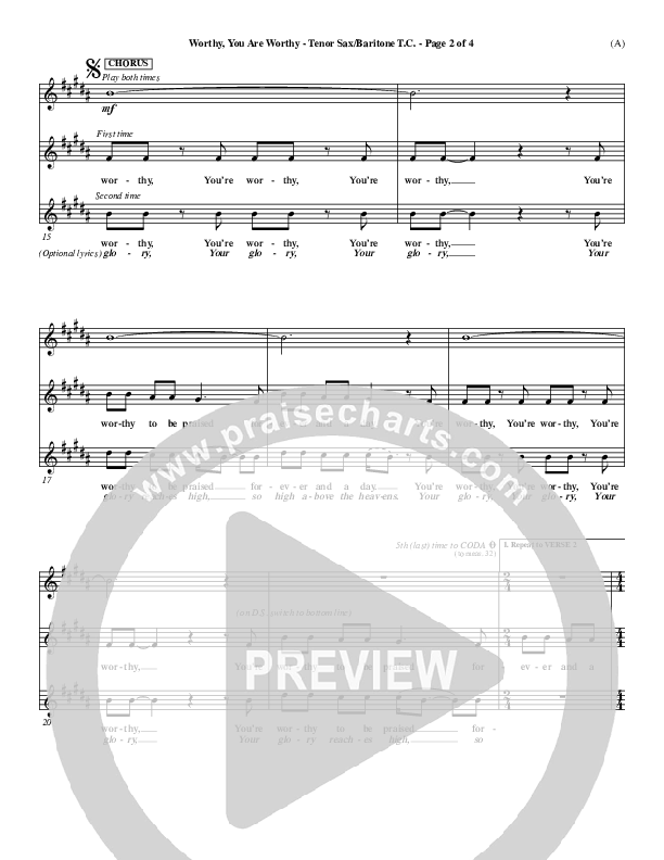 Worthy Tenor Sax/Baritone T.C. (Matt Redman)