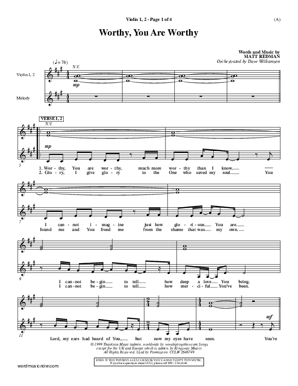 Worthy Violin 1/2 (Matt Redman)