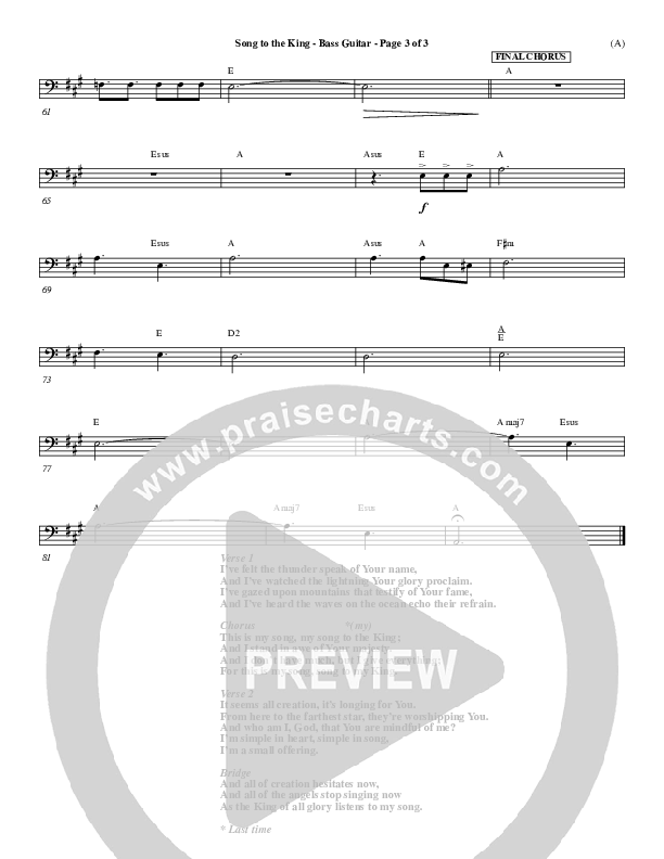 Song To The King Bass Guitar (Pocket Full Of Rocks)