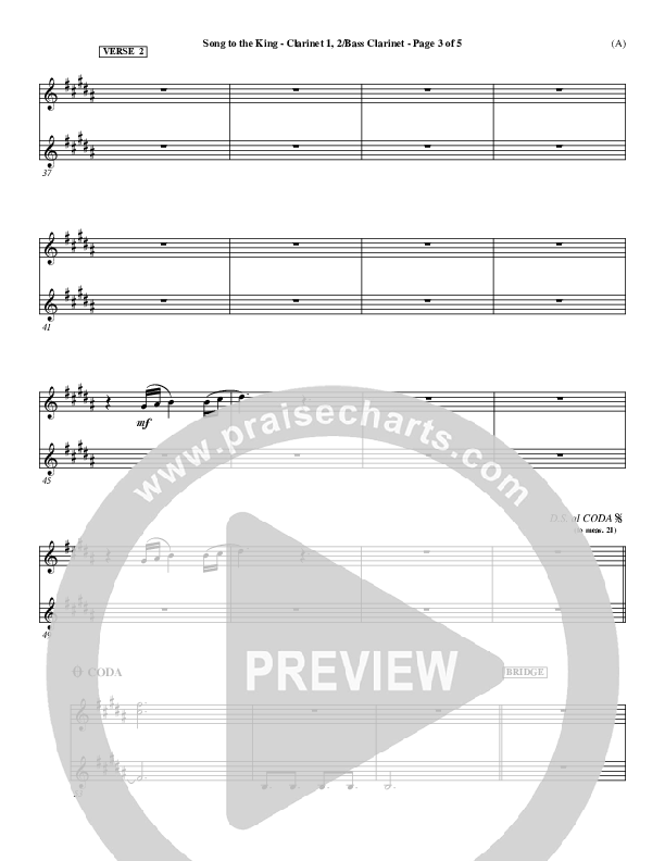 Song To The King Clarinet 1/2, Bass Clarinet (Pocket Full Of Rocks)