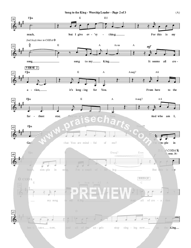 Song To The King Lead Sheet (Pocket Full Of Rocks)