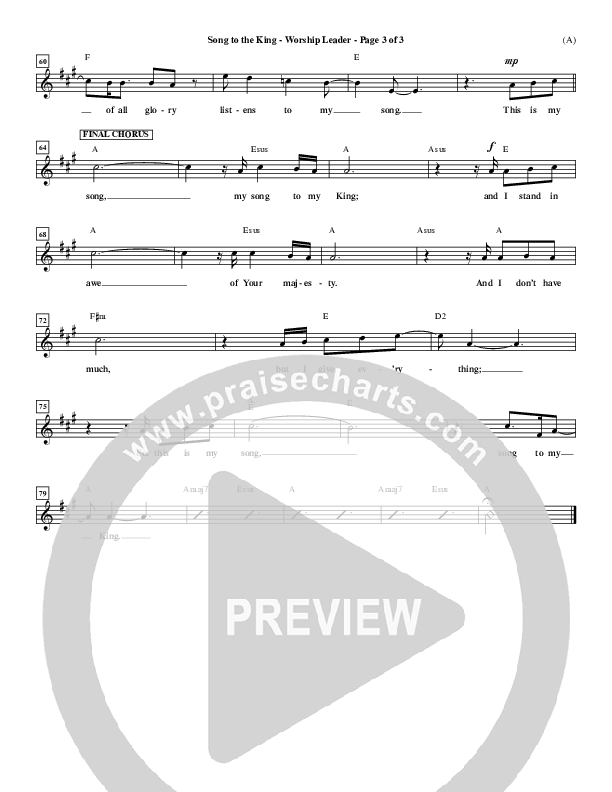 Song To The King Lead Sheet (Pocket Full Of Rocks)