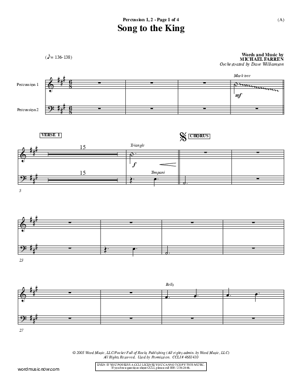 Song To The King Percussion 1/2 (Pocket Full Of Rocks)