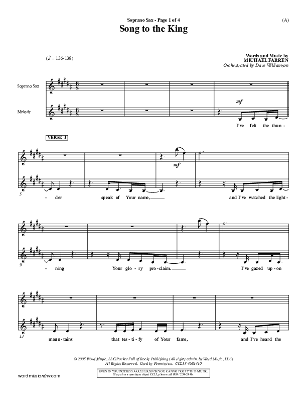 Song To The King Soprano Sax (Pocket Full Of Rocks)