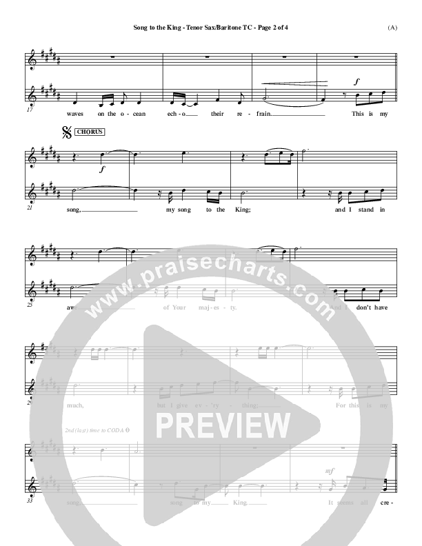 Song To The King Tenor Sax/Baritone T.C. (Pocket Full Of Rocks)