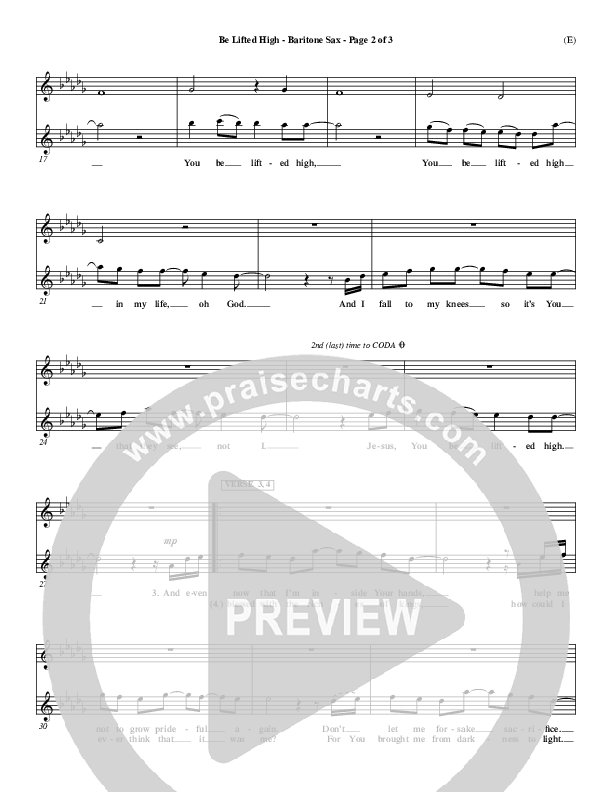 Be Lifted High Bari Sax (Leeland)