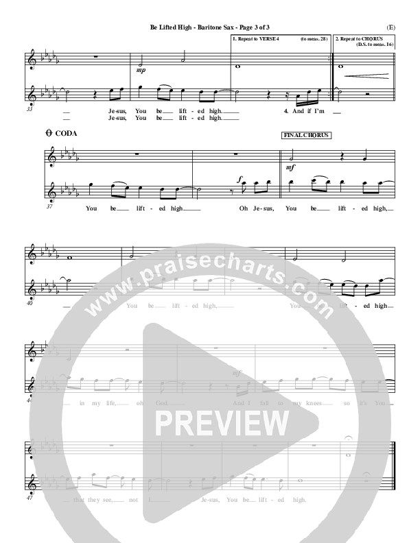 Be Lifted High Bari Sax (Leeland)