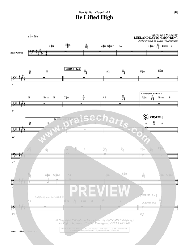 Be Lifted High Bass Guitar (Leeland)