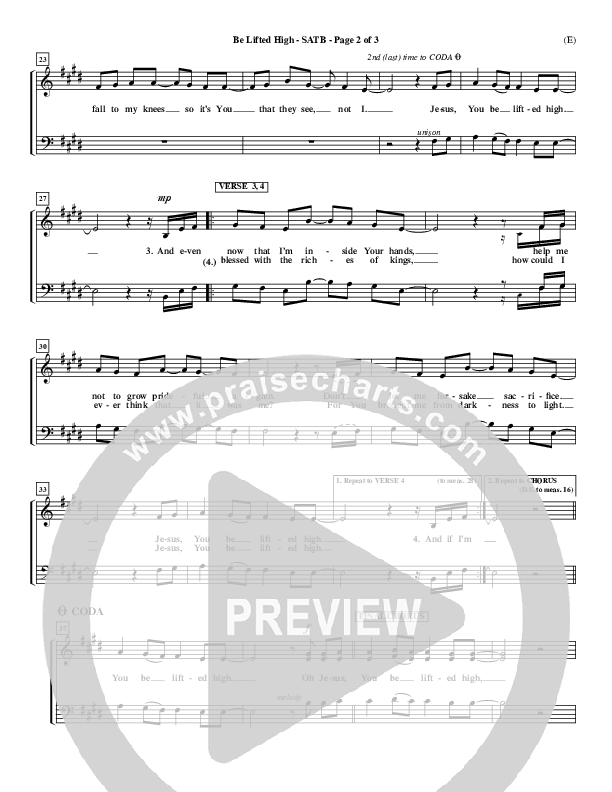 Be Lifted High Choir Sheet (SATB) (Leeland)