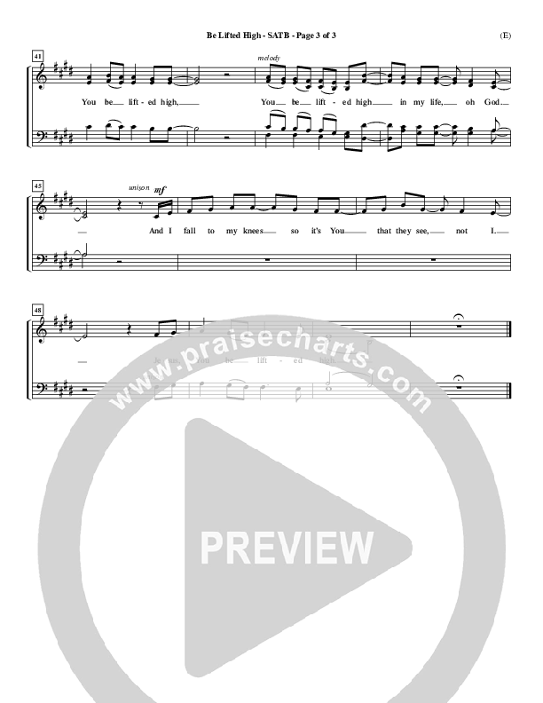 Be Lifted High Choir Vocals (SATB) (Leeland)