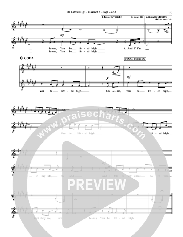 Be Lifted High Clarinet 3 (Leeland)