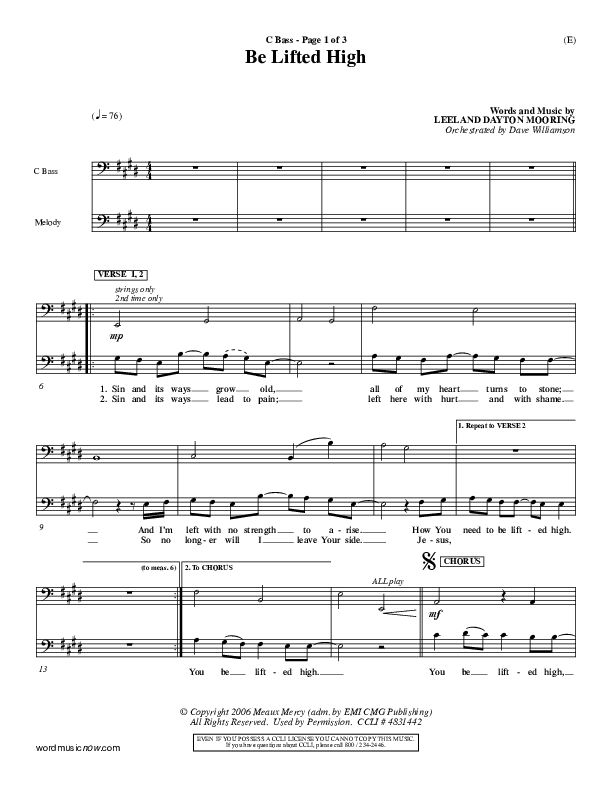 Be Lifted High Contrabass (Leeland)