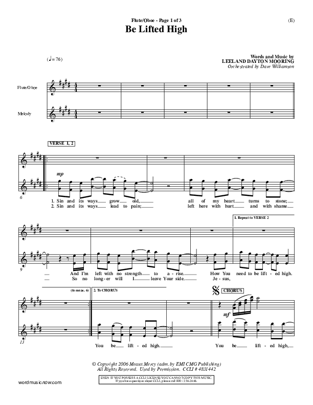 Be Lifted High Flute/Oboe (Leeland)