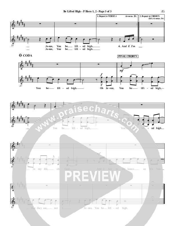 Be Lifted High French Horn 1/2 (Leeland)