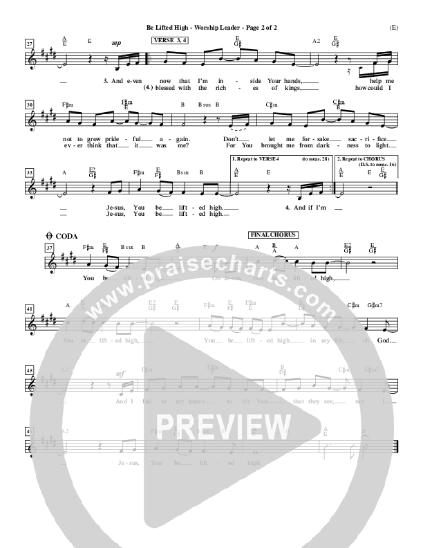 Be Lifted High Lead Sheet (Leeland)