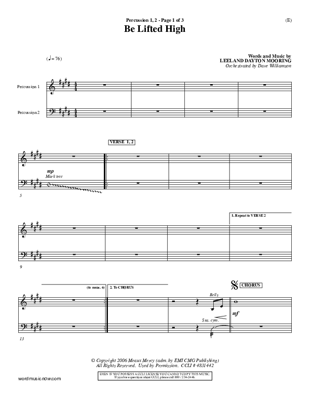 Be Lifted High Percussion 1/2 (Leeland)