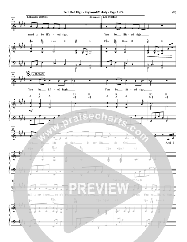 Be Lifted High Lead Sheet (Leeland)