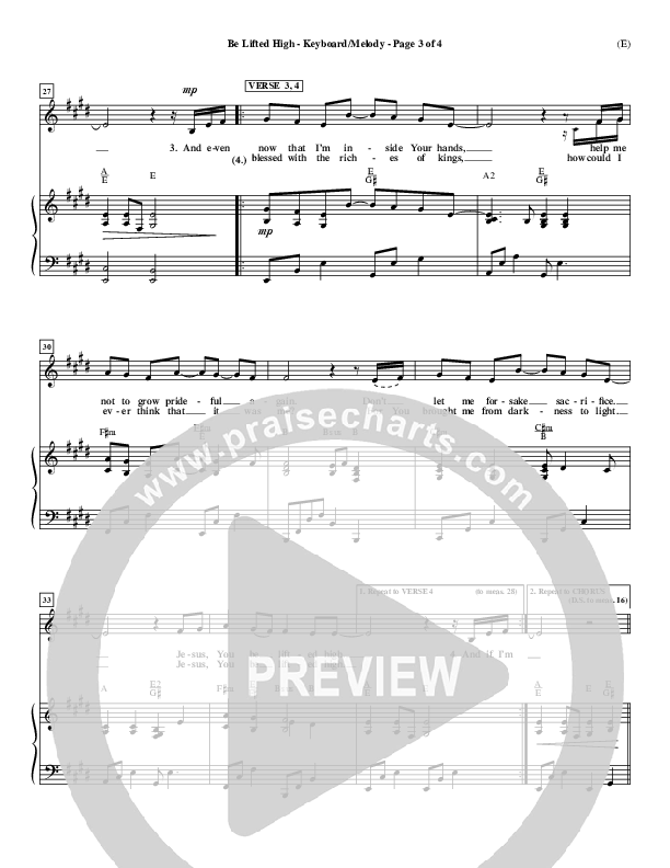 Be Lifted High Lead Sheet (Leeland)