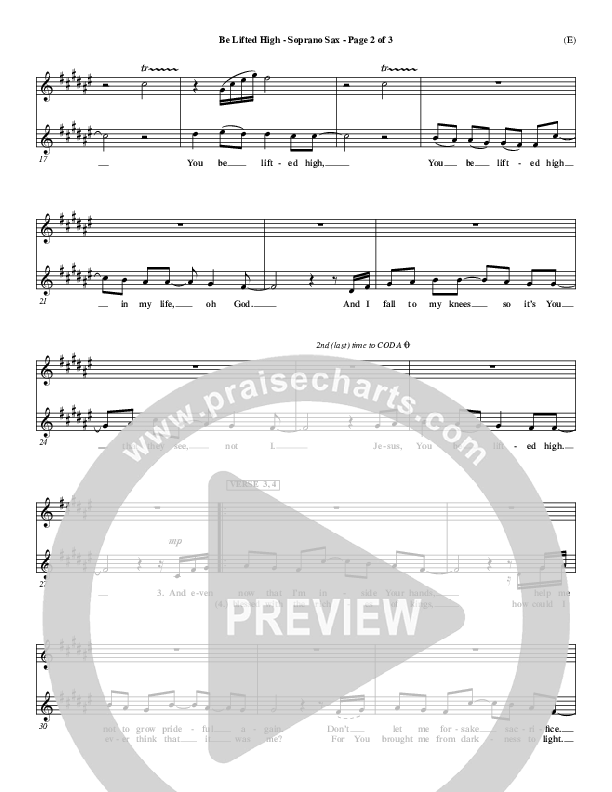 Be Lifted High Soprano Sax (Leeland)