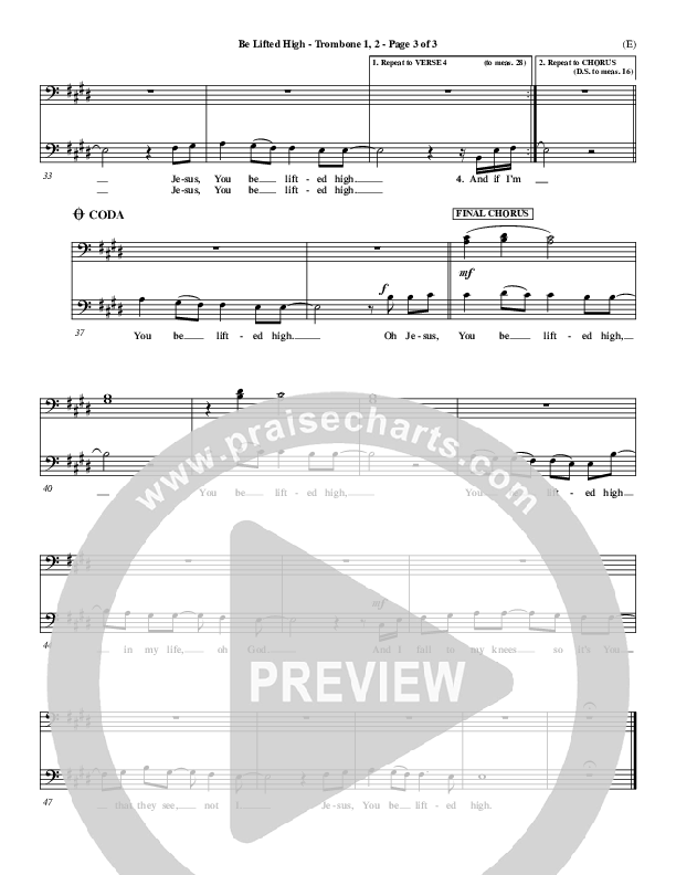 Be Lifted High Trombone 1/2 (Leeland)