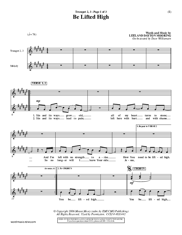 Be Lifted High Trumpet 2/3 (Leeland)