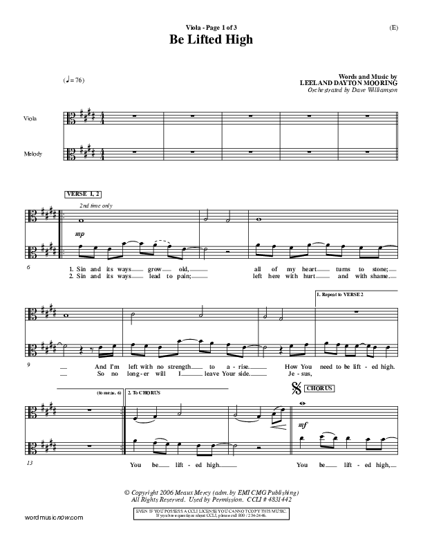 Be Lifted High Viola (Leeland)