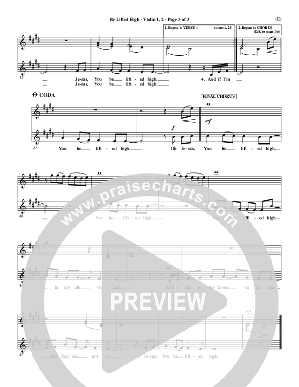 Be Lifted High Violin 1/2 (Leeland)