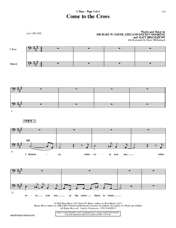 Come To The Cross Contrabass (Michael W. Smith)