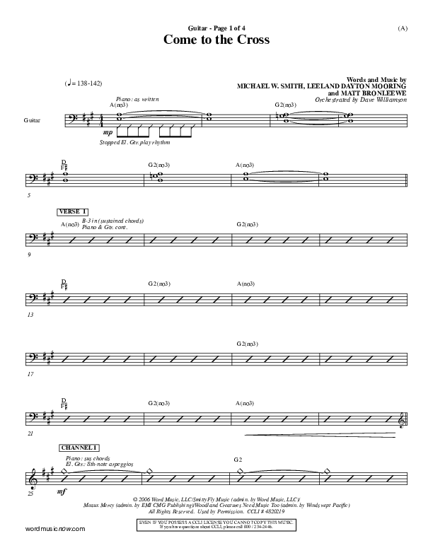 Come To The Cross Guitar (Michael W. Smith)