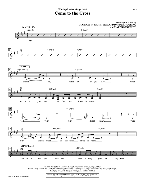 Come To The Cross Lead Sheet (Michael W. Smith)