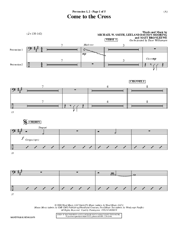 Come To The Cross Percussion 1/2 (Michael W. Smith)