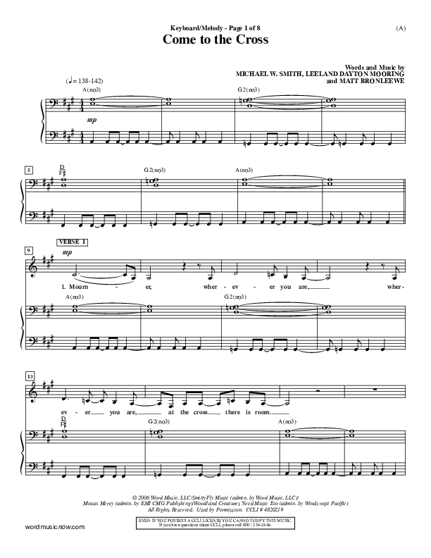 Come To The Cross Lead Sheet (Michael W. Smith)