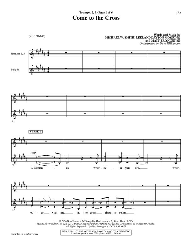 Come To The Cross Trumpet 2/3 (Michael W. Smith)