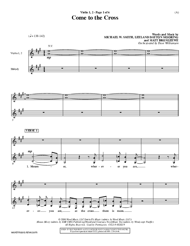 Come To The Cross Violin 1/2 (Michael W. Smith)