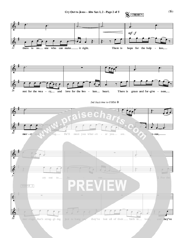 Cry Out To Jesus Alto Sax 1/2 (Third Day)