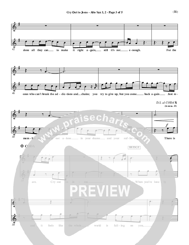 Cry Out To Jesus Alto Sax 1/2 (Third Day)